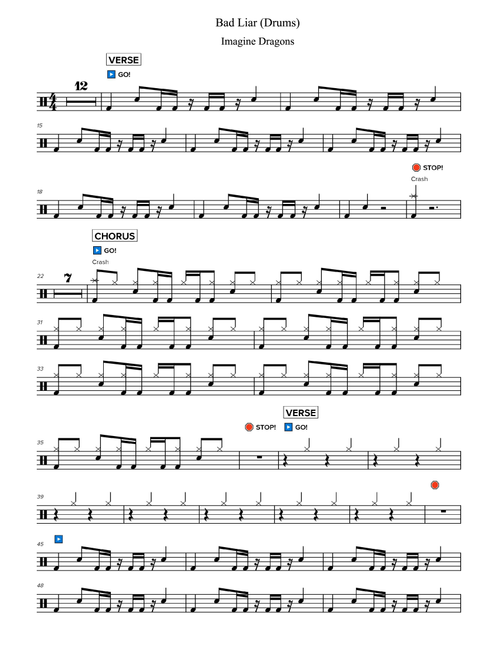 Bad Liar (Arr. Magic Drum Sheets) - Imagine Dragons (Drums)