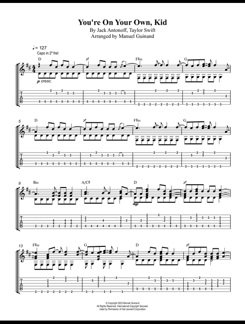 You're On Your Own, Kid (Arr. Manuel Guinand) - Taylor Swift (Guitar Tab)
