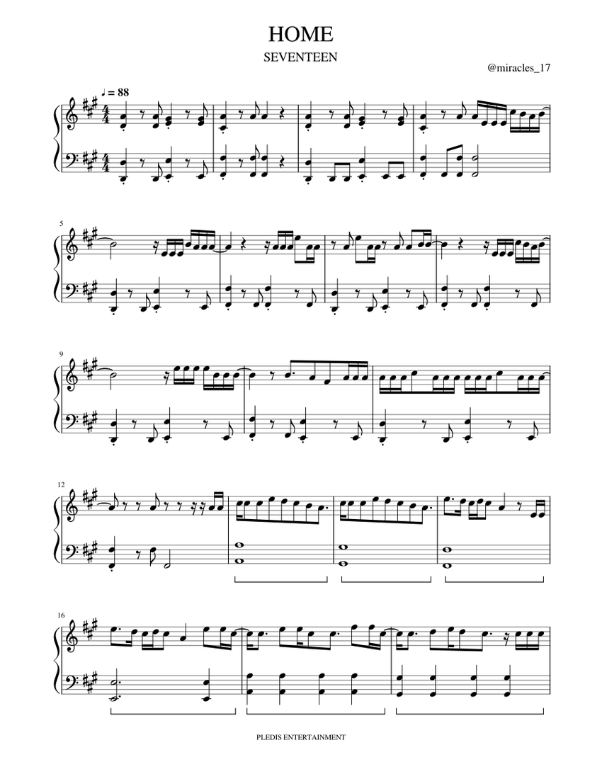 SEVENTEEN-HOME Sheet Music for Piano (Solo) | MuseScore.com