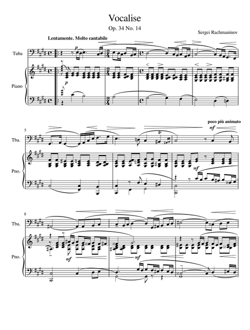 Vocalise Op. 34 No. 14 – Sergei Rachmaninoff for Tuba