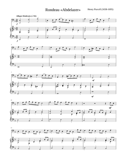 Rondeau Abdelazer de Henry Purcell para contrabajo