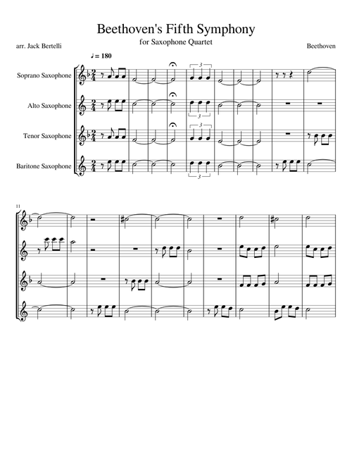 Beethoven's Fifth Symphony for Saxophone Quartet