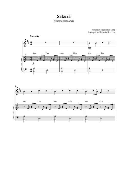 Sakura (Cherry Blossoms) (Arr. Kaiserin Rebecca) - Japanese Traditional Song (Tenor Sax and Piano)