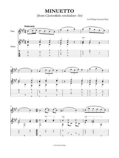 Minuetto (from Clavierstücke verschiedener Art) (Arr. Mark Phillips) - Carl Philipp Emanuel Bach (Instrumental Duet)