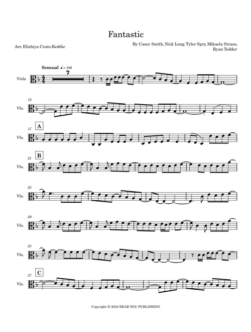 Fantastic (Arr. Elishiya Crain-Keddie) - King Princess (Viola Solo)