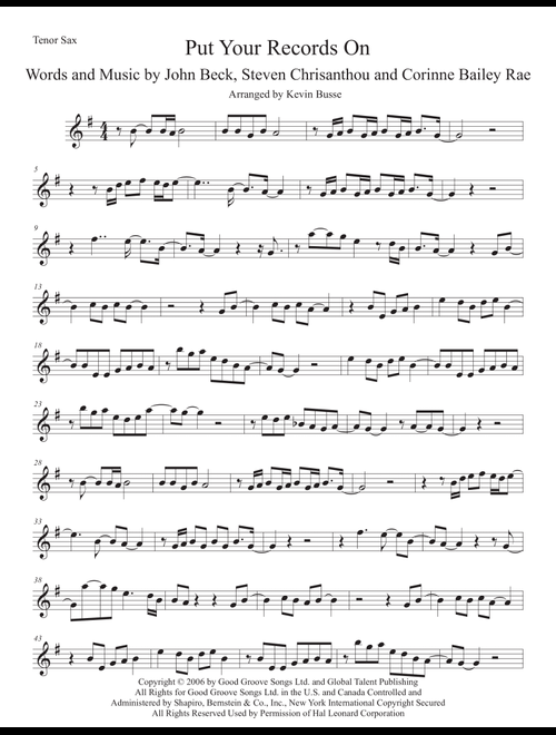 Put Your Records On (Arr. Kevin Busse) - Corinne Bailey Rae (Tenor Sax Solo)
