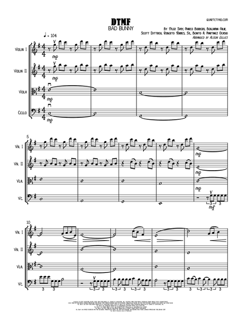 Dtmf (Arr. Alison Gillies) - Bad Bunny (String Quartet)