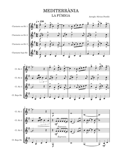 Mediterrània – La fúmiga. Cuarteto Clarinetes
