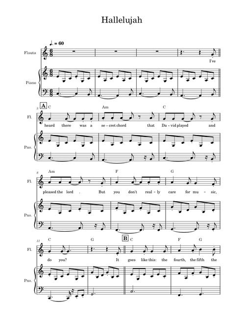 Hallelujah – Rufus Wainwright (piano and voice arrangement)