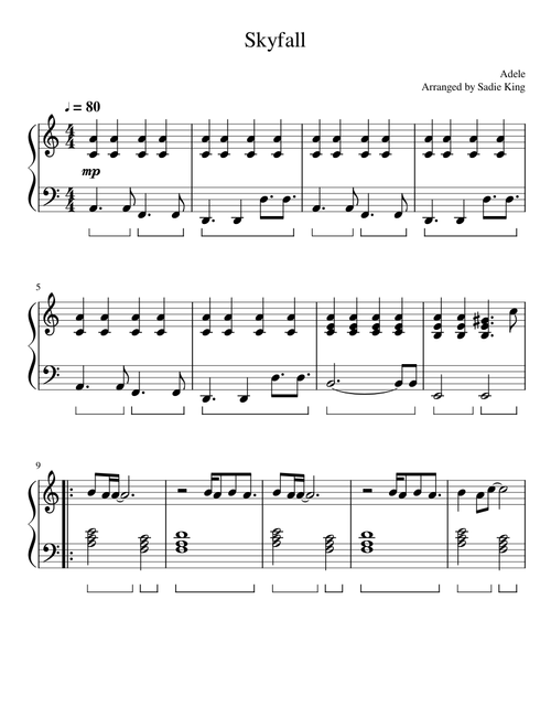 Skyfall - Adele - Easy Piano