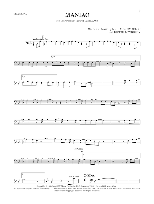 Maniac - Michael Sembello (Trombone Solo)