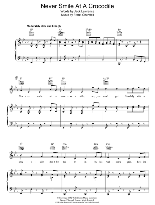 Never Smile At A Crocodile - Jack Lawrence (Piano-Vocal-Guitar (Piano Accompaniment))