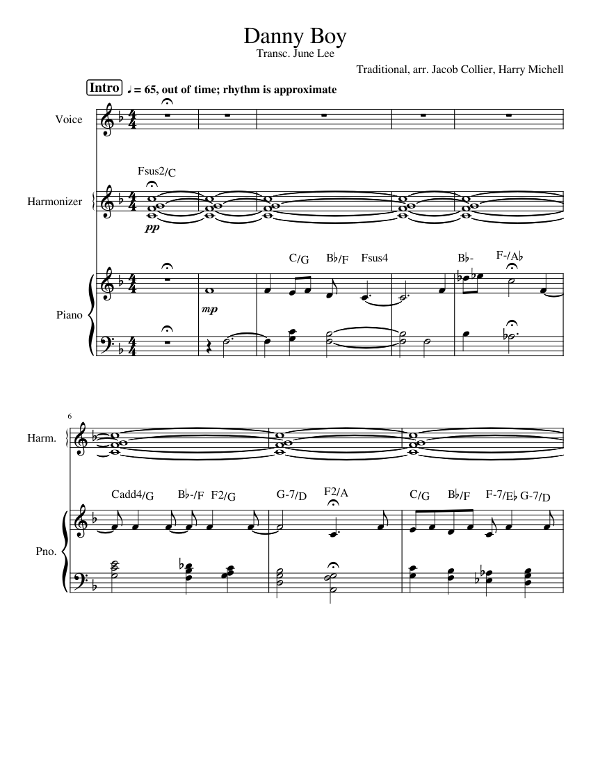 Danny Boy - arr. Jacob Collier Sheet Music for Piano, Vocals