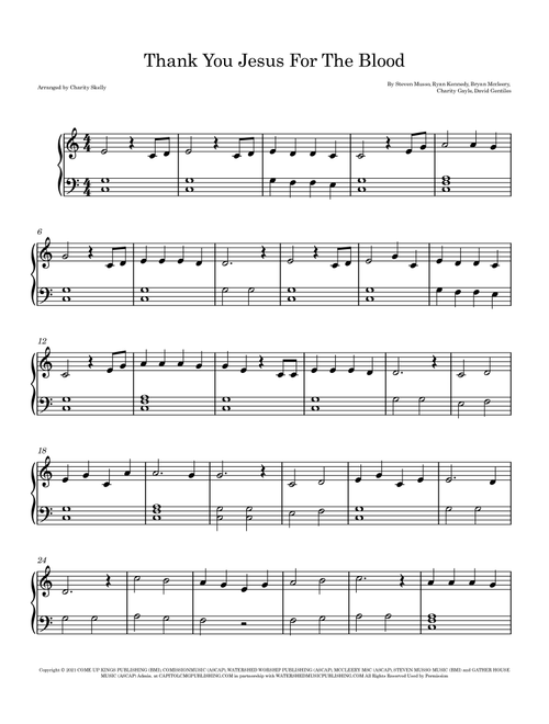 Thank You Jesus For The Blood (Arr. Charity Skelly) - Charity Gayle (Easy Piano)