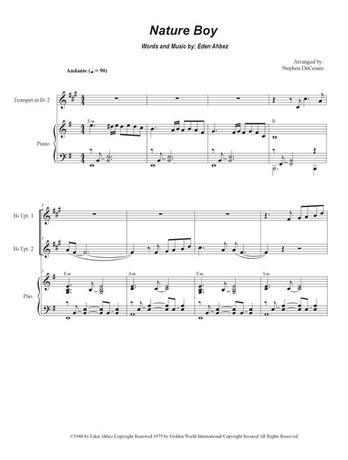 Nature Boy (Arr. Stephen DeCesare) - Nat King Cole (Trumpet Duet)