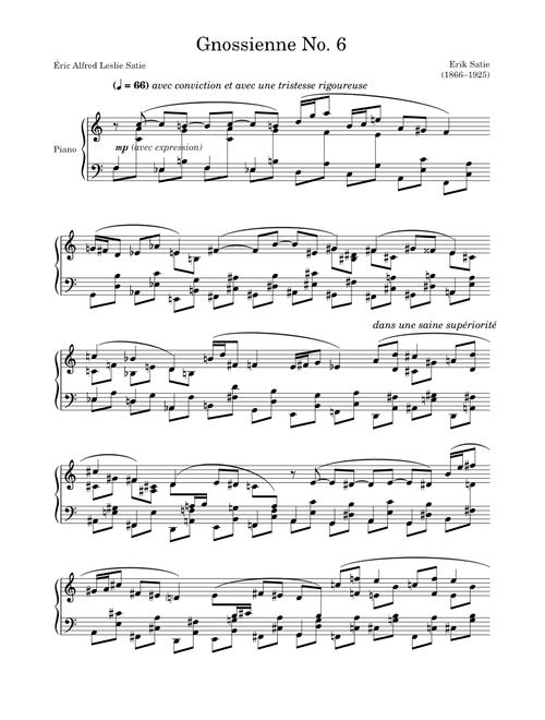 Gnossienne No. 6 – Satie