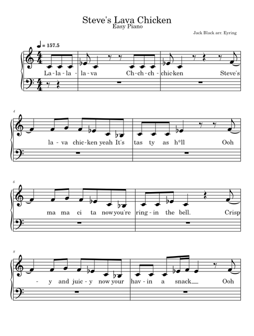 Steve's Lava Chicken Easy Piano