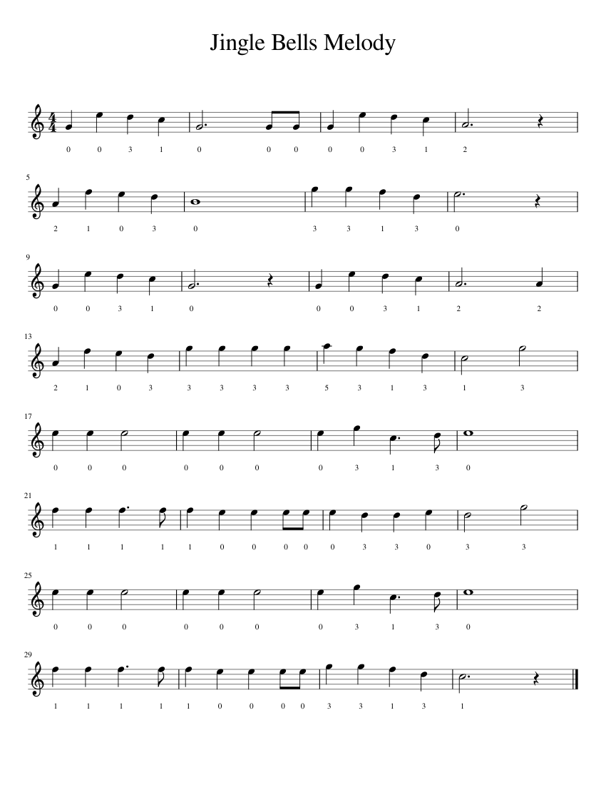 Jingle Bells Melody Guitar Sheet music for Piano (Solo)