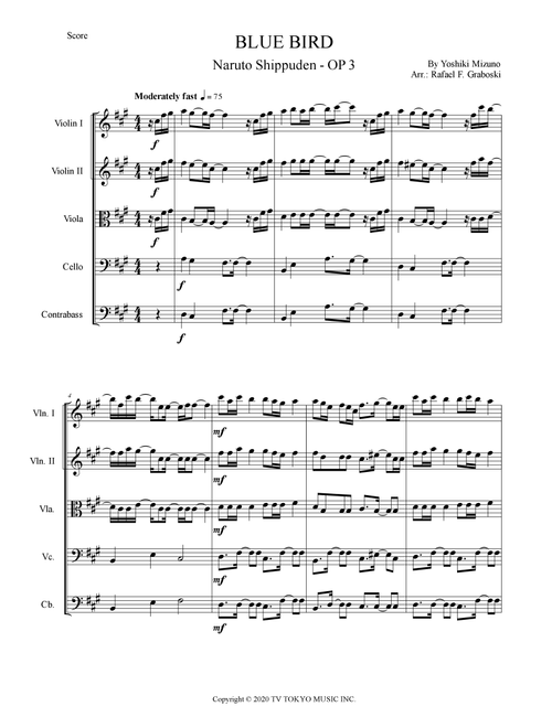Ikimono Gakari's Blue Bird (Arr. Rafael Ferreira Graboski) - Yoshiki Mizuno (String Ensemble)