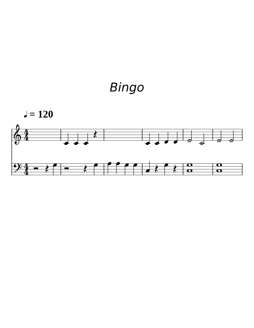 Bingo piano easy Sheet music for Piano, Cello (Solo) | Musescore.com