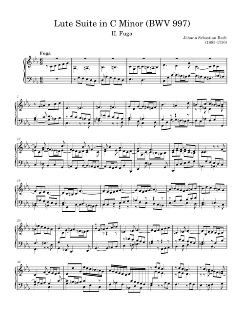 Lute Suite in C Minor (BWV 997): II. Fuga