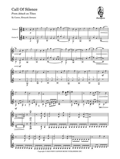 Call Of Silence (Arr. Estreguin) - Hiroyuki Sawano (Instrumental Duet)