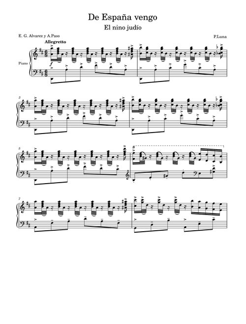 De España vengo (D major) (from "El niño judio") (Arr. Vladyslav Panfilenko) - Pablo Luna (Piano Vocal)