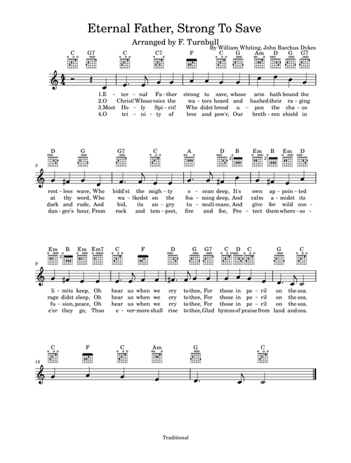 Eternal Father, Strong To Save (Arr. F. Turnbull) - Traditional (Piano-Vocal-Guitar (Piano Accompaniment))