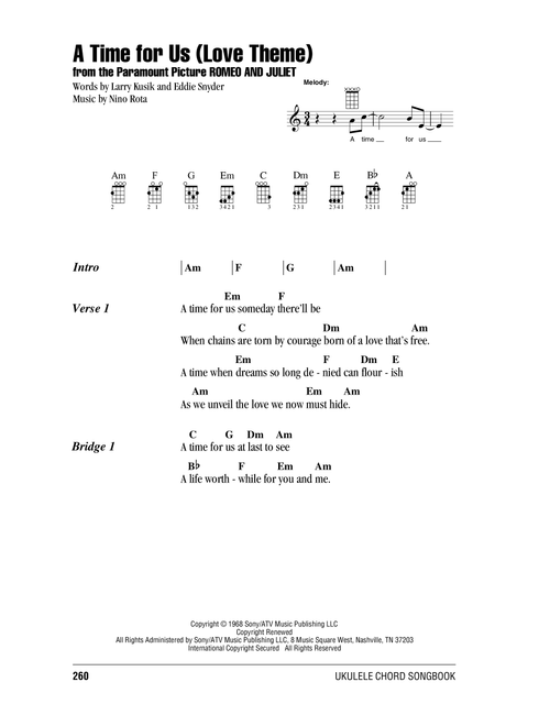 A Time For Us (Love Theme) (Arr. Henry Mancini) - Nino Rota, Larry Kusik, Eddie Snyder (Ukulele Chords-Lyrics)