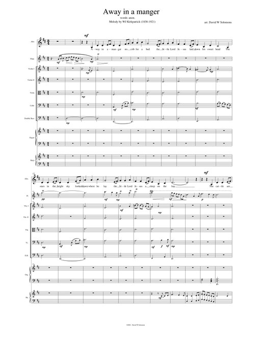 Away in a manger for alto voice and orchestra (Arr. David Warin Solomons) - W J Kirkpatrick (Large Ensemble)