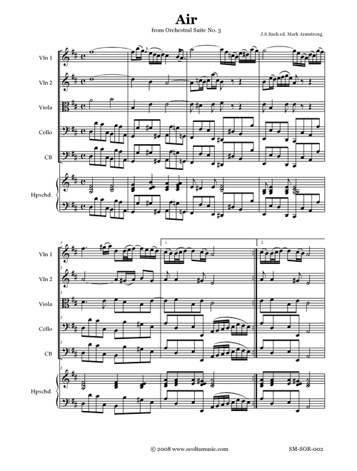 Air from Suite No.3 ('Air on a G string') (Arr. Mark Armstrong) - J. S. Bach (Chamber Orchestra)