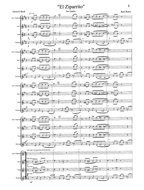 El Ziparrito - Sax Quartet AATB - Raul Romo (Woodwind Ensemble)