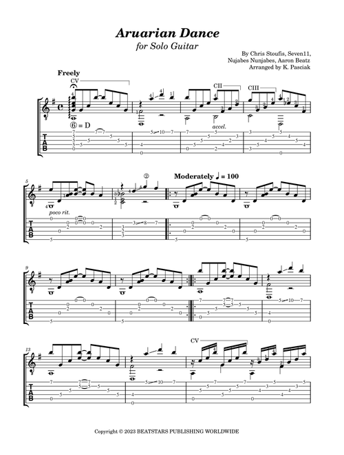 Aruarian Dance (Arr. Kenneth Pasciak) - H1gh (Guitar Tab)