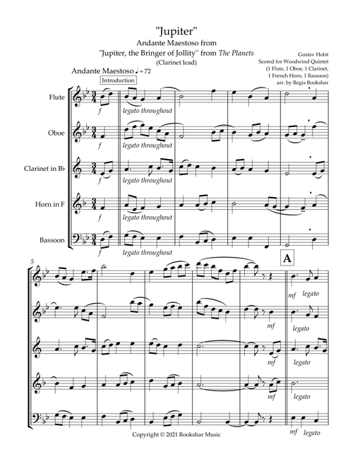 O God, Beyond All Praising (Thaxted) (Bb) (Woodwind Quintet - 1 Flute, 1 Oboe, 1 Clar, 1 Hrn, 1 Bass (Arr. Regis Bookshar) - Gustav Holst (Woodwind Ensemble)