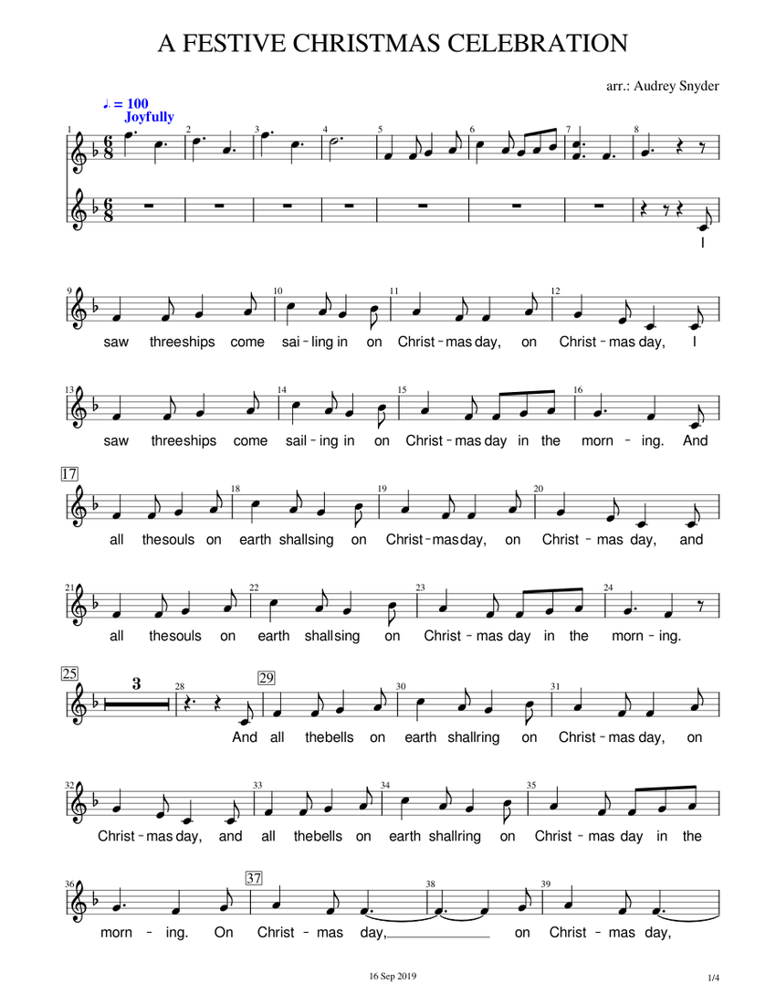 A FESTIVE CHRISTMAS CELEBRATION Sheet Music for Soprano, Viola (Mixed ...