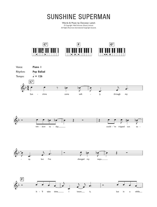 Sunshine Superman - Donovan (Piano Chords-Lyrics)