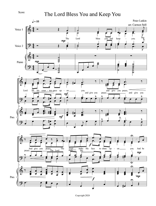 The Lord Bless You and Keep You (Arr. Carmen Still) - Peter C. Lutkin (Choral, SATB)