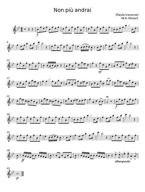 Non più andrai - Wolfgang Amadeus Mozart