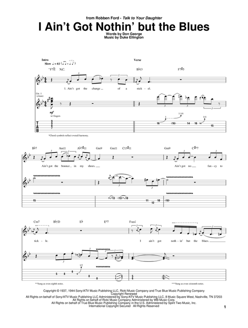 I Ain't Got Nothin' But The Blues - Robben Ford, Don George (Guitar Tab)