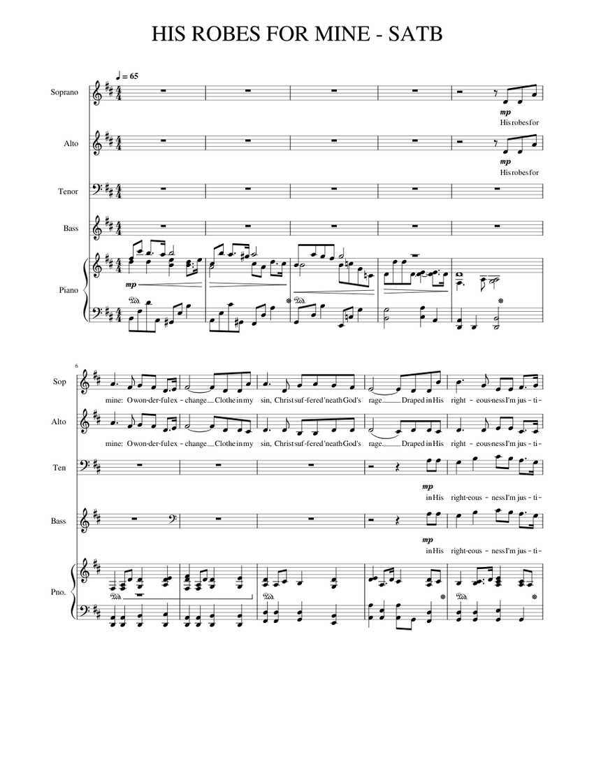 HIS ROBES FOR MINE SATB Sheet music for Piano (SATB)