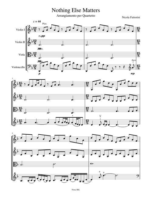 Nothing Else Matters-Metallica-Arrangiamento per Quartetto d'Archi-Solo Cello