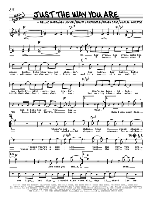 Just The Way You Are - Bruno Mars (Real Book - Melody-Chords-Lyrics)