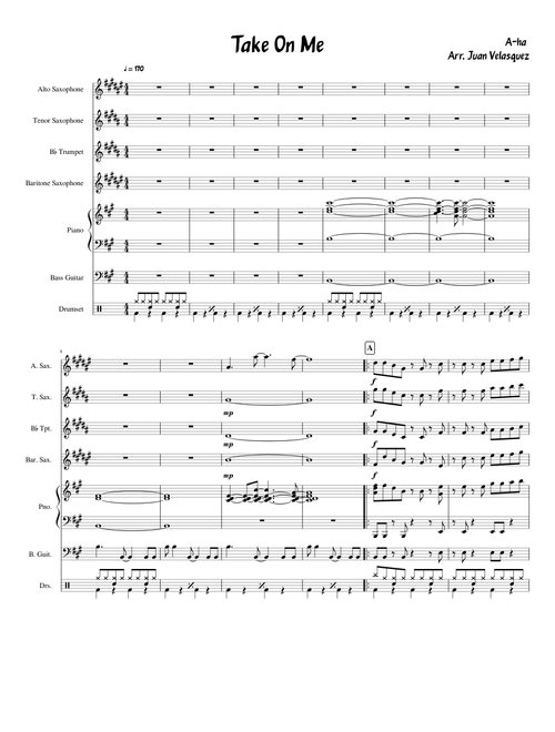 Take On Me For Jazz Combo