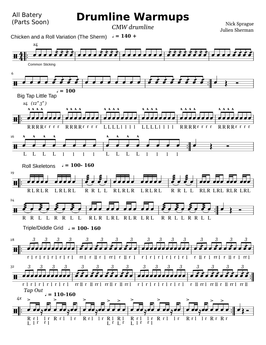 Drumline Warmups Sheet music for Snare drum (Solo)