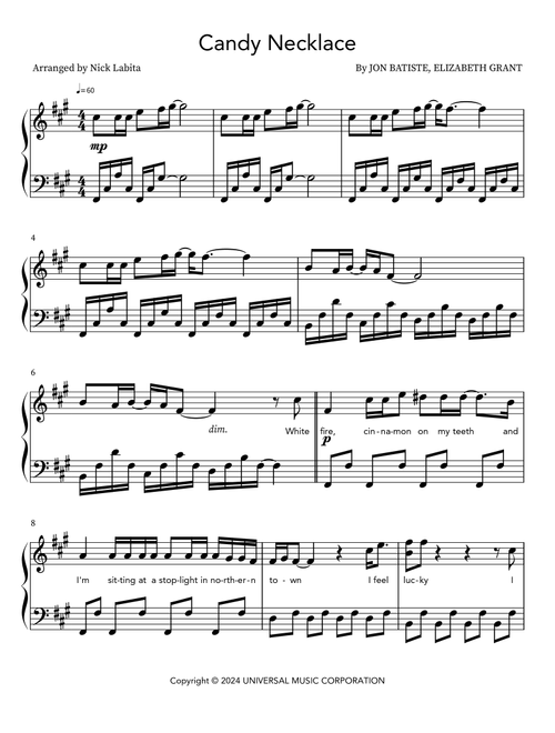 Candy Necklace (Arr. Nick Labita) - Elizabeth Grant, Jon Batiste (Instrumental Solo)
