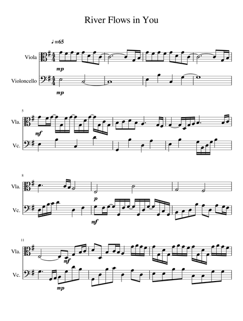 River Flows in You Viola Cello
