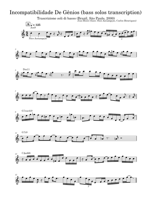 Incompatibilidade De Gênios (bass solos transcription Brazi 2000)