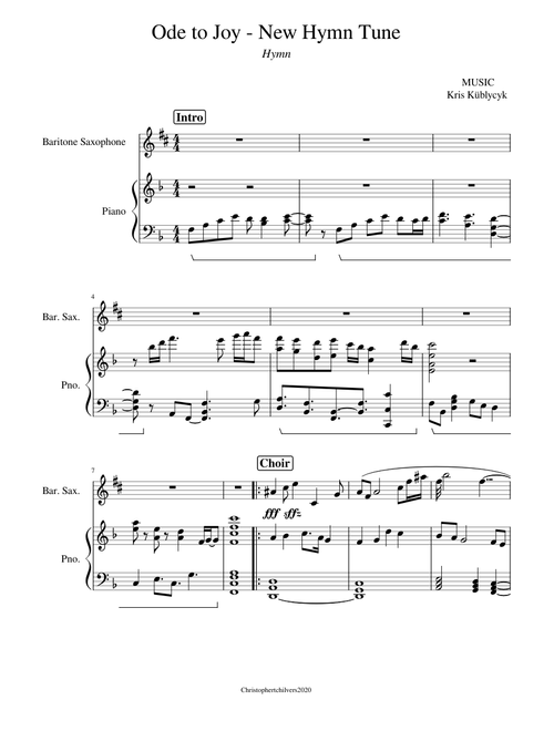 Ode to Joy - New Hymn Tune SATB choir with Saxaphone !!!!!