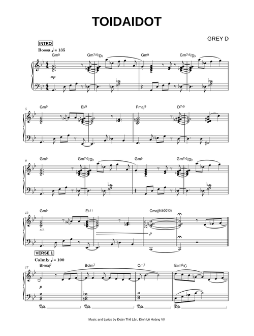 Toidaidot - GREY D (Piano)