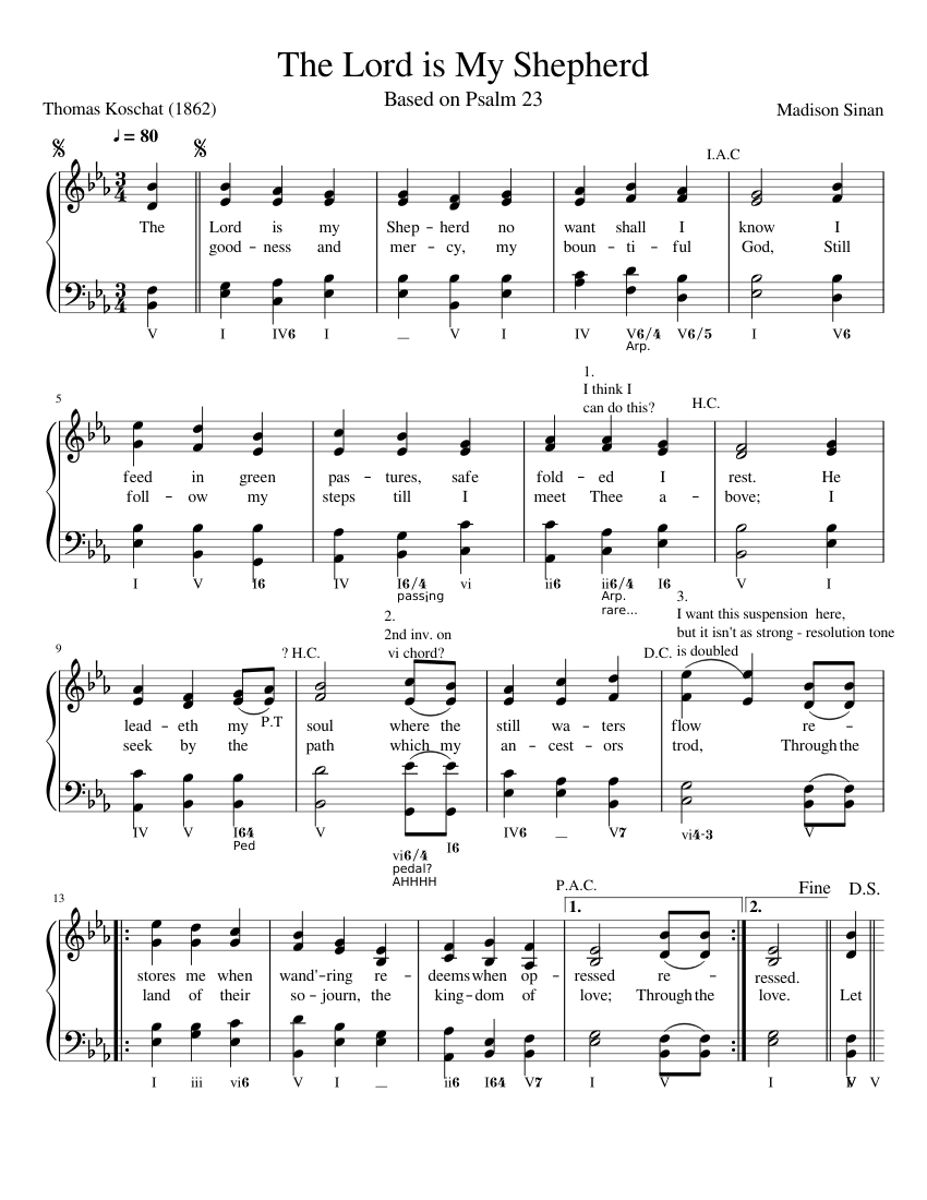 The Lord is My Shepherd Sheet Music for Piano (Solo) easy | MuseScore.com